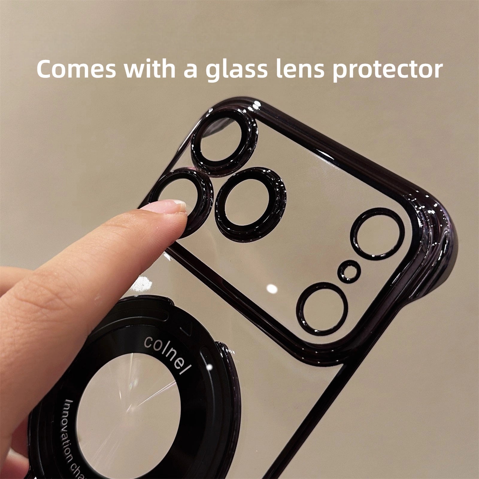 Ultra-Slim Frameless Magnetic Stand Case with Glass Lens Protector for Apple iPhone 17 / 16 / 15 Series