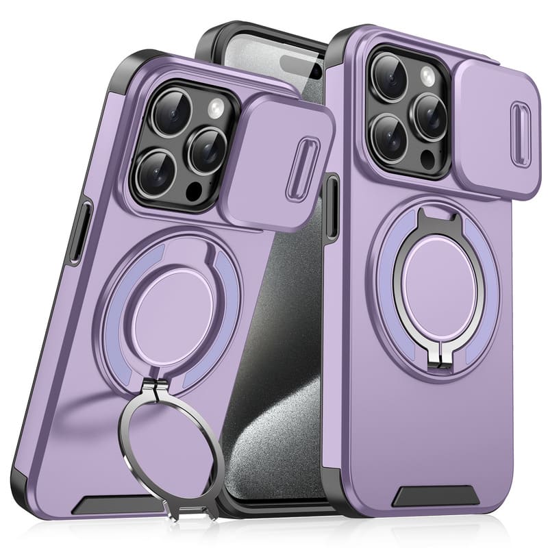 "ChubbyArmor 2.0" Military-Grade Shockproof Magnetic Case with Camera Slide & 360° Kickstand Ring