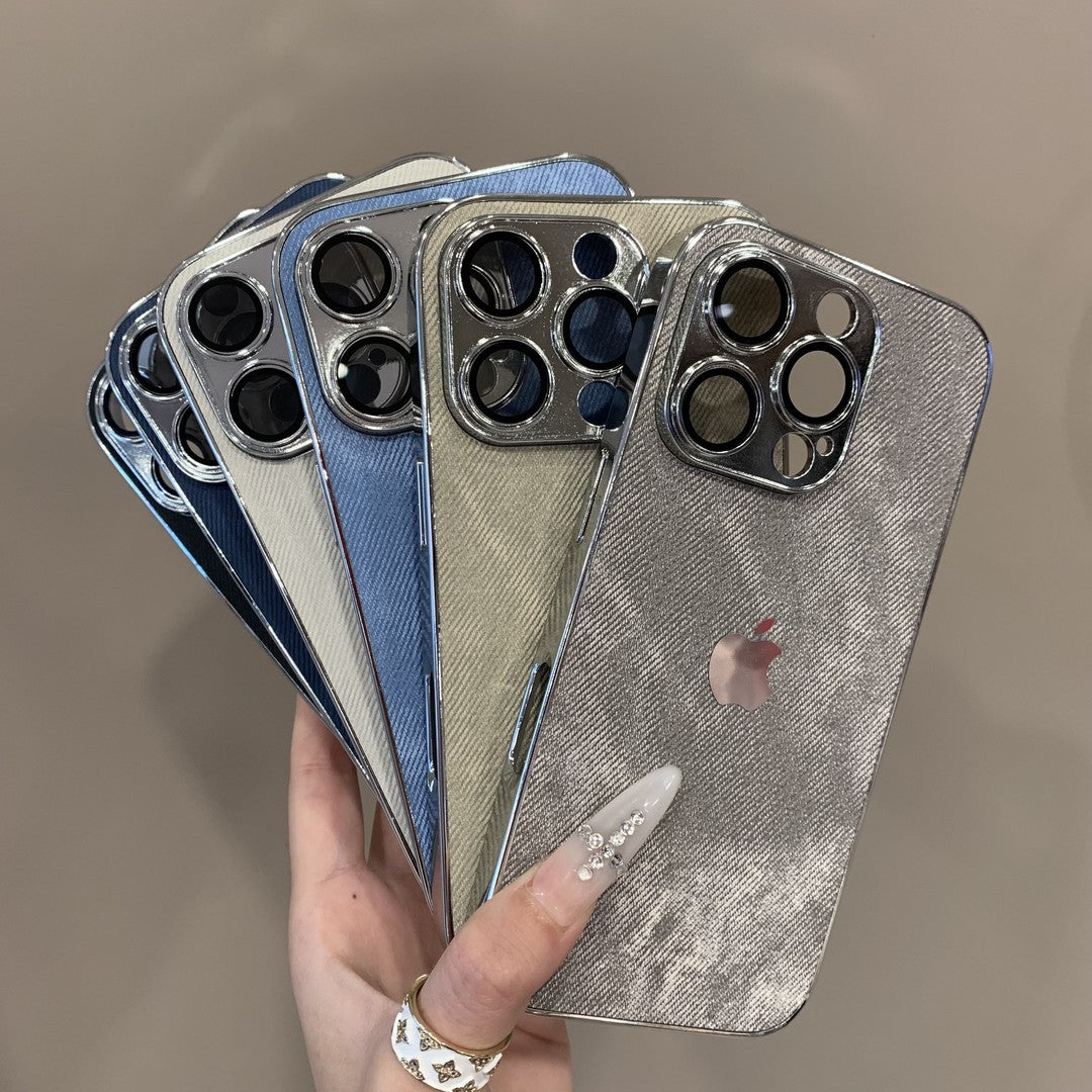 High-grade Fine Hole Electroplated Denim Pattern iPhone Case